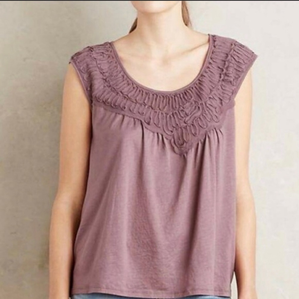 Anthropologie Meadow Rue Ruffle Trim Top Size XS